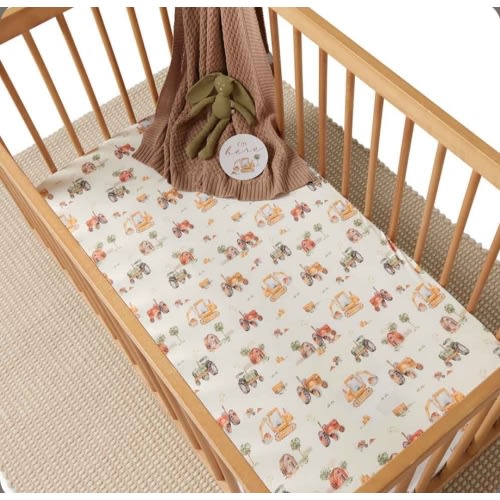 Diggers Organic Fitted Cot Sheet | Snuggle Hunny