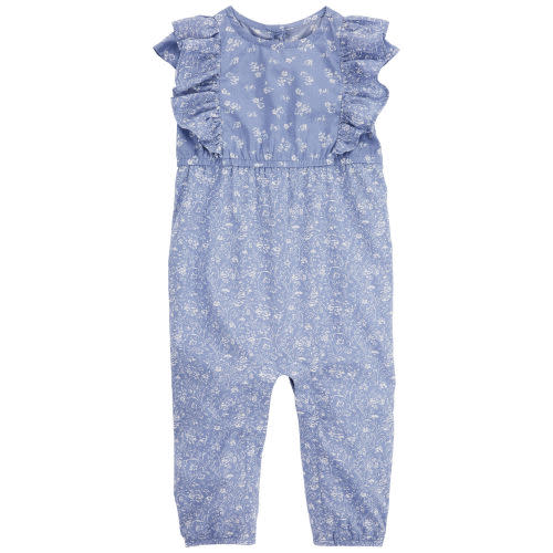 Blue Baby Floral Print Ruffle Jumpsuit | oshkosh.com