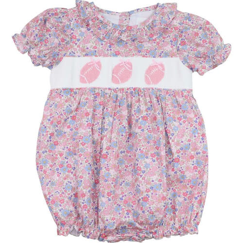 Fall Floral Pink Smocked Football Bubble - Cecil and Lou