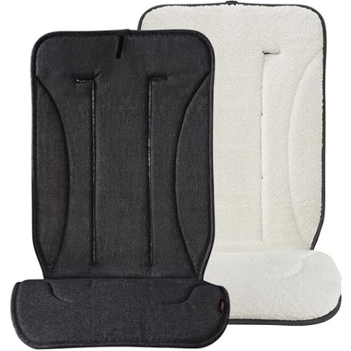 Momcozy Reversible Stroller Cushion | Universal Breathable Stroller Liner | Winter Warm Car Seat Liners | Crib Carriage Cushion Pad | Plush for Winter Use ＆Soft Fabric for All-Season Comfort