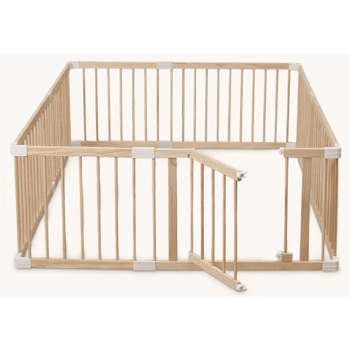 HARPPA Baby Gate Playpen, DIY Foldable Wooden Play Gate, Non-Toxic Foldable Wooden Play Yard for Babies & Toddlers, Adjustable DIY Baby Fence, Large & Small Safe Play Area, Easy-Assembly Natural Finish Indoor Playpen, DIY Playpen Foldable Wooden Playpen,