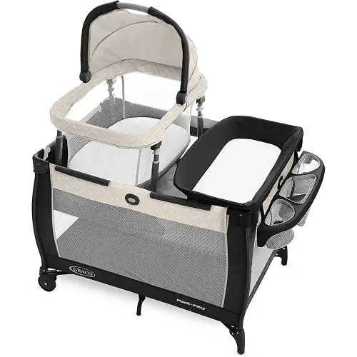 Graco Pack 'n Play Day2Dream Travel Bassinet Playard Features Portable Bassinet Diaper Changer and More (Lo, Lo, W/Fold Flat Bassinet)