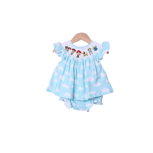 Smocked Cowboy and Friends Cloud Bloomer Set