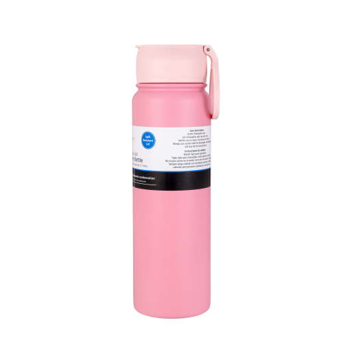Mainstays Pink 24 oz Double Wall Stainless Steel Water Bottle with Straw Lid