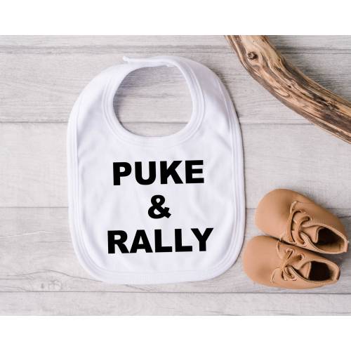 Puke & Rally Bib, Funny Baby Shower Gift, New Parents Gift