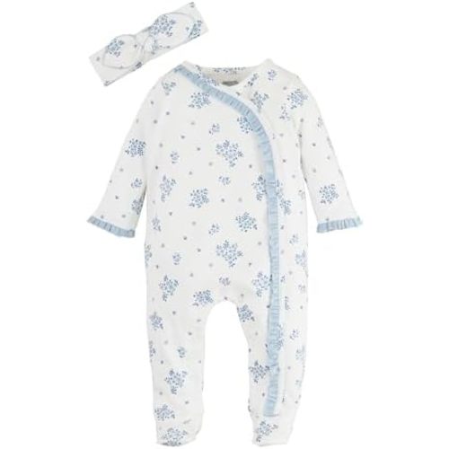 Mud Pie Baby Girls Children's Ditsy White Floral Sleeper