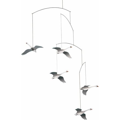 Scandinavian Swan Hanging Mobile - 22 Inches - Handmade in Denmark