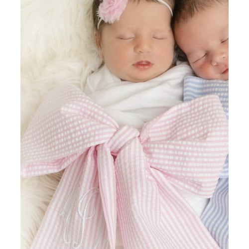 Infant Baby Swaddle Bow - monogrammed