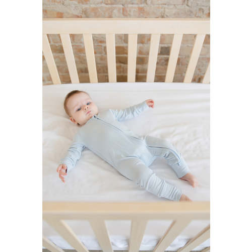 Baby Blue (ribbed) - Zippy Zipper Romper – August + Willow