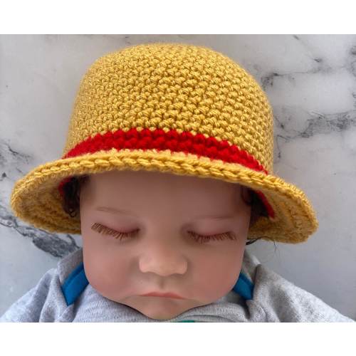 Crochet Luffy Inspired Baby Straw Hat (Multiple Sizes Available)