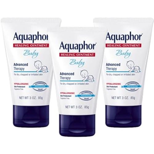 Aquaphor Baby Healing Ointment, Advanced Therapy for Chapped Cheeks and Diaper Rash, 3 Ounce (Pack of 3)