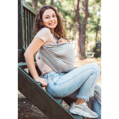 Grey Baby Sling and Ring Sling 100% Cotton Muslin baby Carrier Suitable from Newborn to Toddler