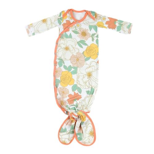 0mo - Copper Pearl Baby Gown - Knotted Newborn Sleepers for Baby Boy and Girl, Soft Stretchy Long Sleeve Infant Gowns with Bottom Tie and Hand Mittens, Perfect Hospital Coming Home Outfit (Rose)