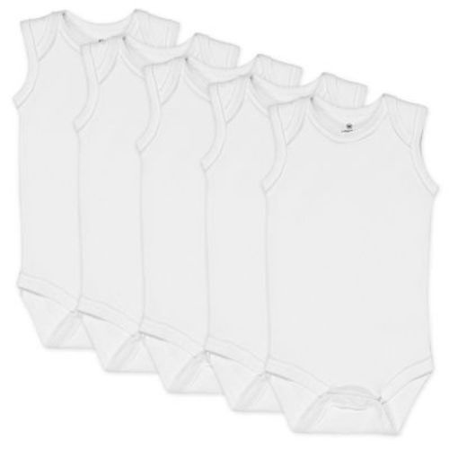 5-pack Organic Cotton Sleeveless Bodysuits Bright White 12m