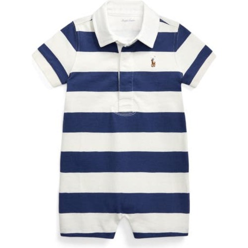 Stripe Cotton Rugby Romper, 12M