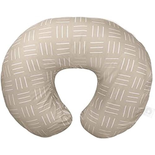 Boppy Nursing Pillow Organic Original Support, Sand Criss Cross, Ergonomic Nursing Essentials for Bottle and Breastfeeding, Firm Hypoallergenic Fiber Fill with 100% Organic Cotton Nursing Pillow Cover