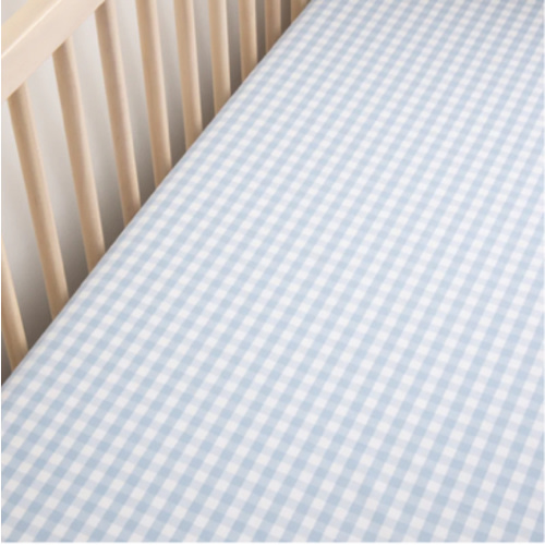 Luxe Premium Light Blue Gingham Crib Sheet