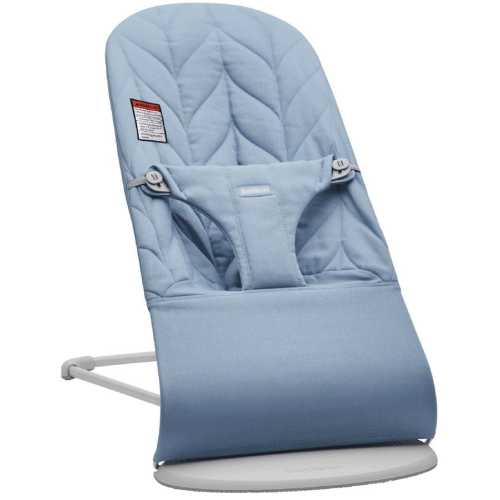 BabyBjorn Bouncer Bliss, Light Gray Frame Petal Quilt Cotton Blue