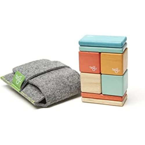 8 Piece Tegu Pocket Pouch Magnetic Wooden Block Set, Sunset