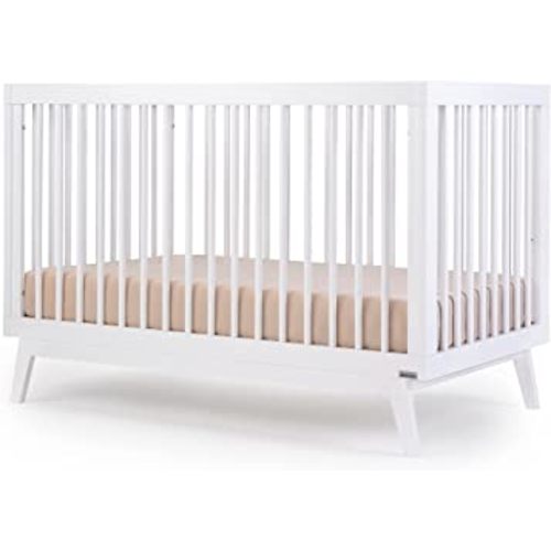 Baby Soho 3-in-1 Convertible Crib to Toddler Bed – Wooden Crib Made in Italy, GREENGUARD Gold Certified Small Baby Crib – Baby-Safe Finish, Modern Design (White)