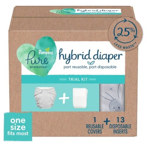 Pampers Pure Hybrid Kits - Reusable Cloth Diaper Covers + Disposable Inserts - (Select Size and Count)