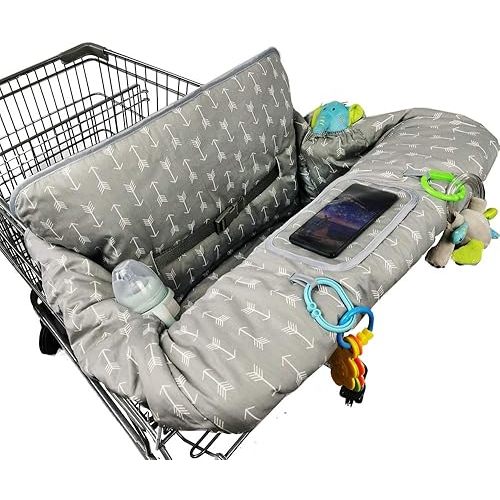 ICOPUCA Shopping Cart Cover for Baby boy Girl, Anti Slip Design, Cotton High Chair Cover, Machine Washable for Infant, Toddler, Grocery Cover (Grey)