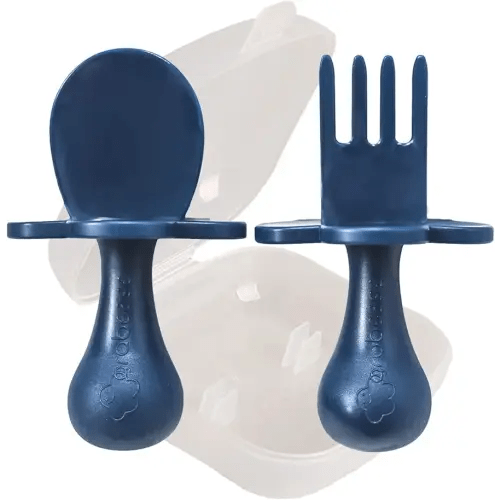 Grabease Baby Spoons Baby Led Weaning Supplies Baby Utensils Baby Spoons Self Feeding, BPA-Free & Phthalate-Free for Baby & Toddler, 1 Set, Navy