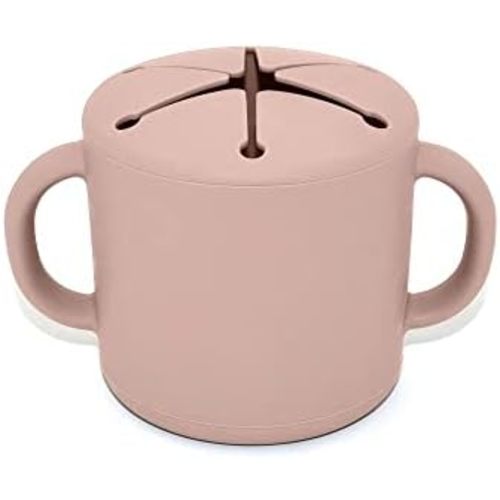 nouka Snack Cup | 100% Food-Grade Silicone | Soft & Perfect for Snacking | Easy Grip Double Handles | Dishwasher Friendly | Soft Blush | Size 12 Oz
