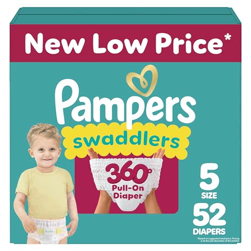 Pampers Diapers - Swaddlers 360 - Size 5, 52 Count, for up to 100% Leakproof Premium Skin Protection (Packaging May Vary)