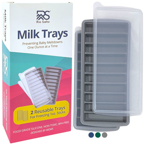 Rio Salto Milk Trays, Breastmilk Freezer Tray Organizer, Freeze and Store Milk and Baby Food in 1 Ounce Sticks, Breast Milk Freezer Containers 1 oz Breastmilk Ice Cube Tray Storage Container, 2-pack