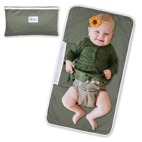 Nora's Nursery Portable Baby Diaper Changing Pad Mat - Waterproof - Sage