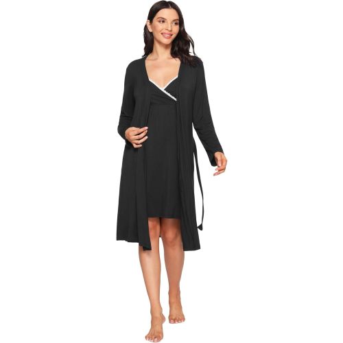 Latuza Women's Viscose Nursing Nightgown and Robe Set