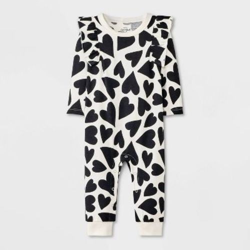 Baby Girls' Heart Ruffle Romper - Cat & Jack™ Cream 0-3m