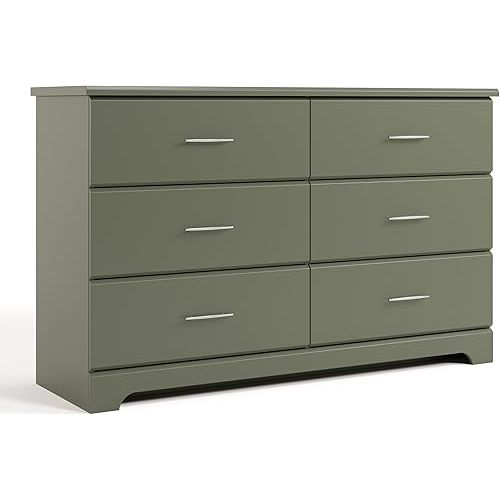 Storkcraft Brookside 6-Drawer Dresser (Olive) – GREENGUARD Gold Certified, Nursery & Kids Storage, Nursery Essentials, Kids Room Storage, Durable Bedroom Dresser