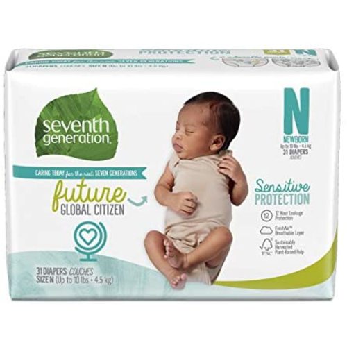 Seventh Generation Baby Diapers, Sensitive Protection, Size Newborn, 31 Count