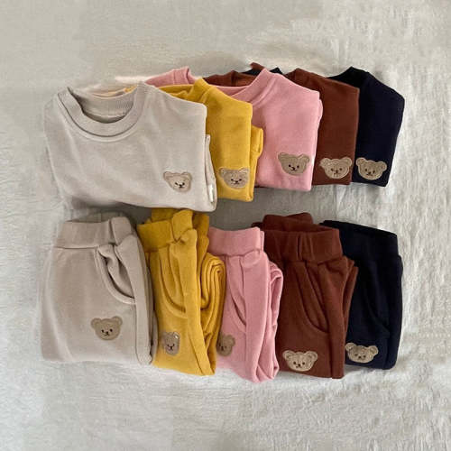 2 Piece Baby Toddler Girl Long Sleeve Hoodie Sweatshirt And Pants Set - Smile Bear