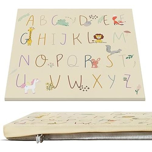 Vegan Leather Baby Play Mat, Wipe-Clean Play Mat for Floor, 50x50 in Thicken Foam Cushioned & Waterproof Playpen Mats for Infants, Kids and Toddlers
