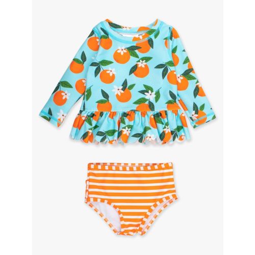 Scalloped Long Sleeve Rash Guard 2-Piece | RuffleButts & RuggedButts