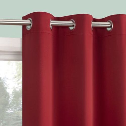 2pc 37"x63" Sun Zero Tedrow 100% Blackout Grommet Curtain Panel Pair Black: Modern Thermal Insulated, Noise Reduction