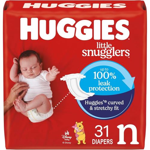 Huggies Size Newborn Diapers, Little Snugglers Baby Diapers, Size Newborn (up to 10 lbs), 31 Count, Packaging May Vary