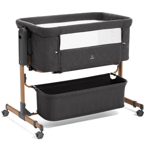 3 in 1 Baby Bassinet, Rocking Bassinet, Bedside Bassinet, 6-Height Adjustable, Bassinet Bedside Sleeper, Bedside Bassient for Baby with Comfy Mattress, Breathable Mesh, Large Storage Basket