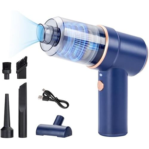 Portable Handheld Cordless Car Vacuum - 6500Pa Wet and Dry, High Power with Multi-Nozzles, LED - Rechargeable for Car, Home, Office, Pet - 2-in-1 Wireless Suck & Blow