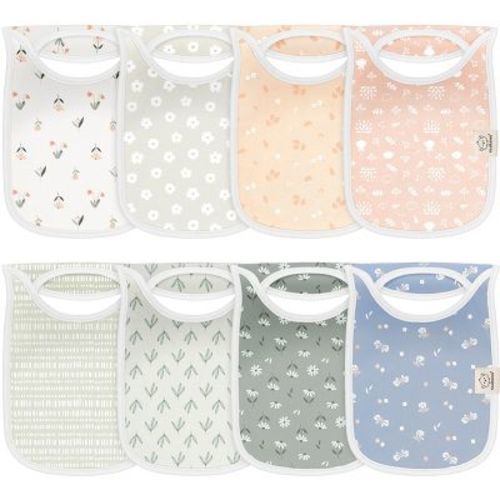 KeaBabies 8-Pack Hallo Baby Drool Bibs, Baby Bibs for Boys, Girls, Pull-on Bibs for Baby Boy, Baby Girl, Baby Bib Unisex (Fleur)