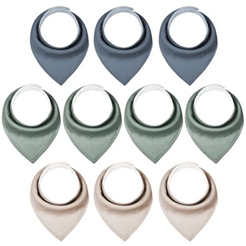 Yoofoss Baby Bibs 10 Pack Soft and Absorbent Baby Bandana Drool Bibs for Boys Girls - Dark Green