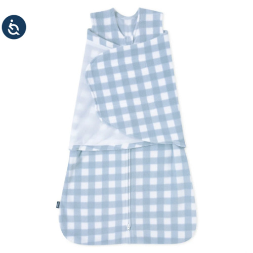 Blue Gingham Micro-Fleece Swaddle Newborn | HALO