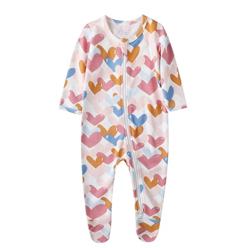 O2 BABY Baby Boys Girls Organic Cotton Zip-Front Sleeper Pajamas, Footed Sleep 'n Play