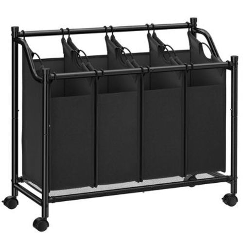SONGMICS Laundry Sorter, Rolling Laundry Basket with 4 Removable Bags, Laundry Hamper, Laundry Cart,Black