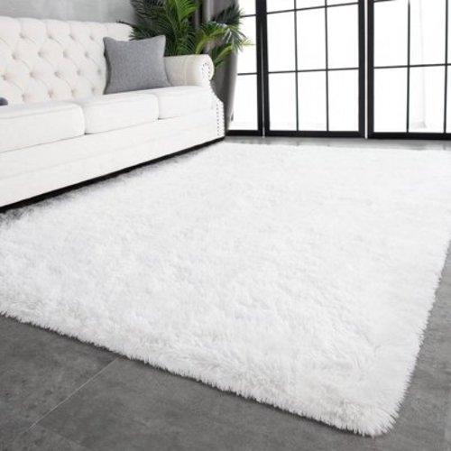 Fluffy Area Rug,8x10 ft Soft Shaggy Rugs Fluffy Carpets, Non-Skid Plush Area Rugs for Living Room Bedroom Decor(White)
