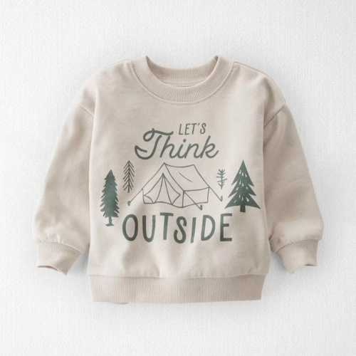 Baby Think Outside Fleece Pullover Made With Organic Cotton - 6M - Style,Evening Dove