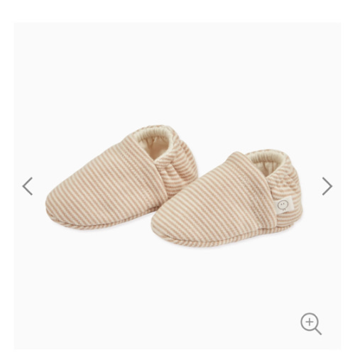 6-9 months Baby Booties Oatmeal Stripe